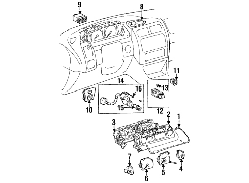 1997 Toyota Avalon Instruments & Gauges Speedometer Assembly Diagram for 83110-07010