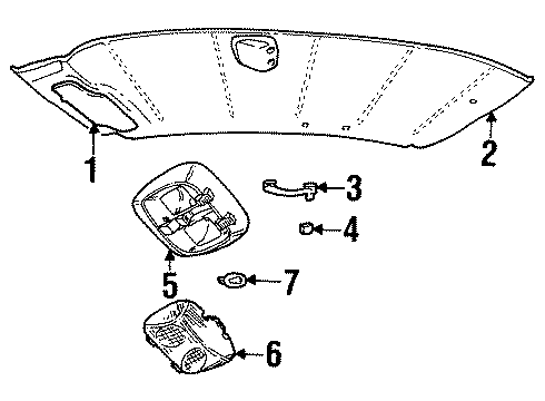 1998 Ford Crown Victoria Interior Trim - Roof Dome Lamp Assembly Diagram for F7AZ13776BA