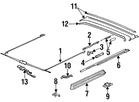 1993 Honda Civic Sunroof Cable Assembly, Sunroof Diagram for 70400-SR4-003