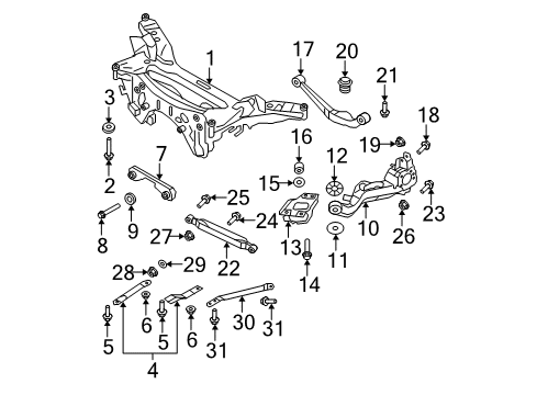 2015 Nissan Rogue Select Rear Suspension Components, Lower Control Arm, Upper Control Arm, Stabilizer Bar Nut Diagram for 54588-JG00A