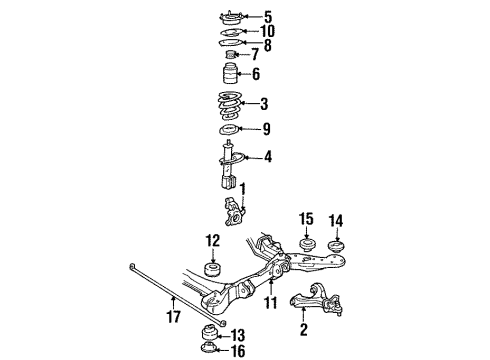 1993 Cadillac 60 Special Front Suspension Components, Lower Control Arm, Stabilizer Bar Front Suspension Knuckle Diagram for 18016207