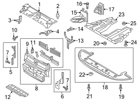 2017 Lincoln MKZ Splash Shields Engine Cover Bolt Diagram for -W714962-S450B