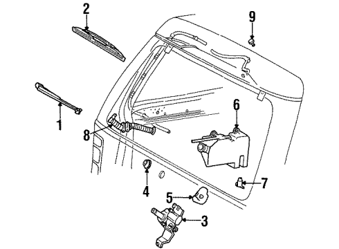 1998 Mercury Mountaineer Wiper & Washer Components Blade Assembly Diagram for XL2Z-17528-CE