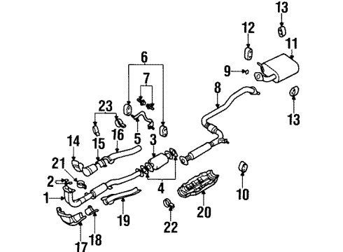 2001 Infiniti G20 Exhaust Components Exhaust Sub Muffler Assembly Diagram for 20300-2J210