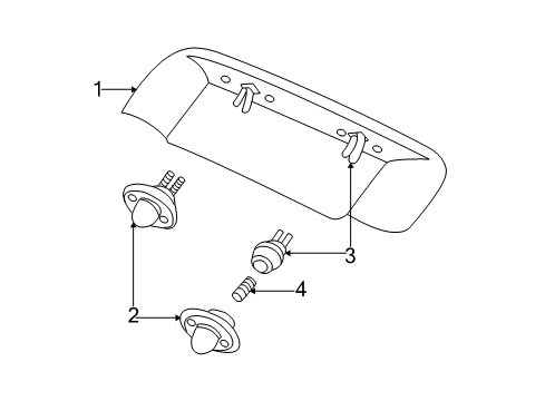 2004 Ford Mustang Bulbs License Lamp Diagram for XR3Z-13550-AA