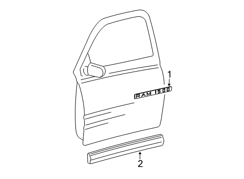 2002 Dodge Ram 1500 Exterior Trim - Front Door Molding-Front Door Diagram for 55077174AB