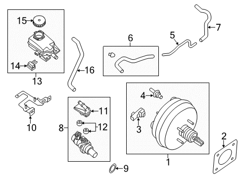 2015 Infiniti QX60 Dash Panel Components Hose-Brake Booster Diagram for 47471-3JV0A