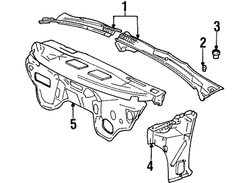 1998 Cadillac Catera Cowl Deflector, Plenum Water (RH) Diagram for 9143292