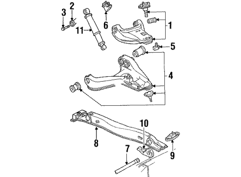 1991 Oldsmobile Bravada Front Suspension Components, Drive Axles, Lower Control Arm, Upper Control Arm, Stabilizer Bar, Torsion Bar Front Shock Absorber Assembly Diagram for 22064274
