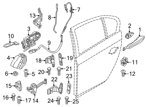 2012 BMW 535i GT Rear Door Rear Left Complete Lock Diagram for 51227149447