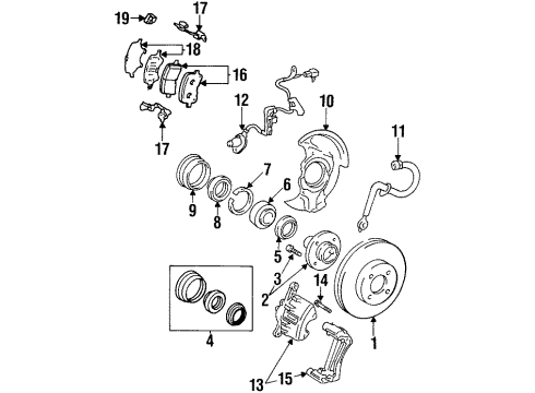 2001 Chevrolet Prizm Front Brakes Seal Kit, Front Brake Caliper Piston Diagram for 94858661