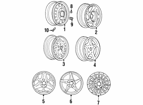 2000 Pontiac Grand Prix Wheels Wheel Rim Assembly-16X6.5 *Silver K Diagram for 9592276