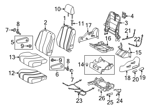 2012 Toyota Sienna Second Row Seats Seat Cushion Pad Diagram for 79136-08010