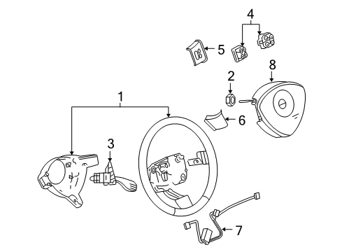 2007 Saturn Relay Steering Column & Wheel Switch Asm-Radio Control *Ebony Diagram for 10394831