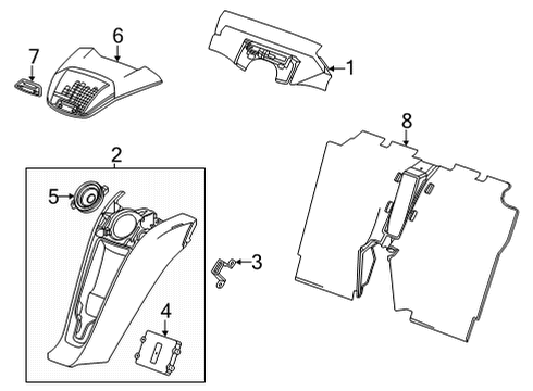 2021 Chevrolet Corvette Interior Trim - Rear Body Center Panel Bracket Diagram for 84179519