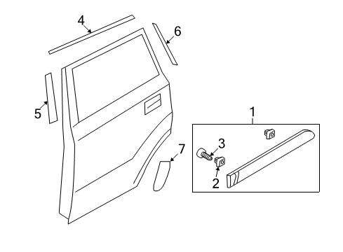 2010 Kia Soul Exterior Trim - Rear Door MOULDING Assembly-Waist Line Diagram for 877222K000