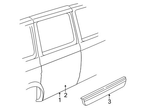 2001 GMC Safari Side Loading Door & Components, Exterior Trim Molding Asm-Rear Side Door Lower *Silver E Diagram for 15763708
