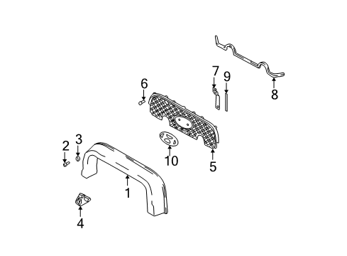 2001 Hyundai Santa Fe Grille & Components Symbol Mark H Logo Emblem, Rear Diagram for 86353-26100