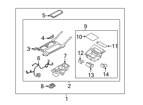 2022 Kia Telluride Center Console Mat-Console Front Tr Diagram for 84631S9200