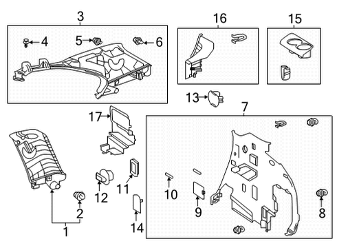 2020 Toyota Highlander Interior Trim - Quarter Panels Access Cover Diagram for 64713-0E060-C0