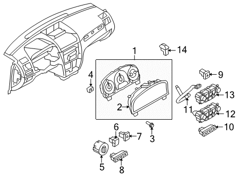 2010 Mercury Milan A/C & Heater Control Units Cluster Assembly Diagram for AN7Z-10849-AA