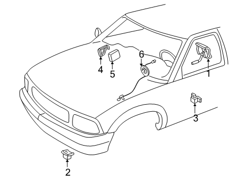 1997 GMC Jimmy Air Bag Components Sensor, Airbag Diagram for 16182185