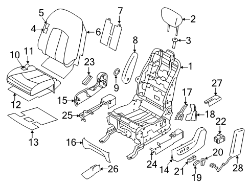 2013 Nissan Quest Power Seats Heat Seat Switch Assembly Diagram for 25500-1BA1A