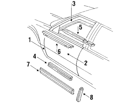 1988 Oldsmobile Delta 88 Door & Components Cover Asm-Front Door Upper Front @ Mirror Diagram for 20638336