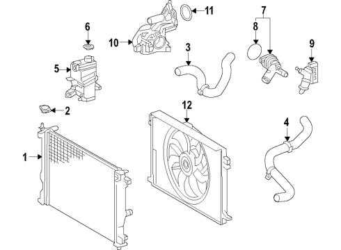 2020 Toyota RAV4 Cooling System, Radiator, Water Pump, Cooling Fan Fan Module Diagram for 16360-F0060