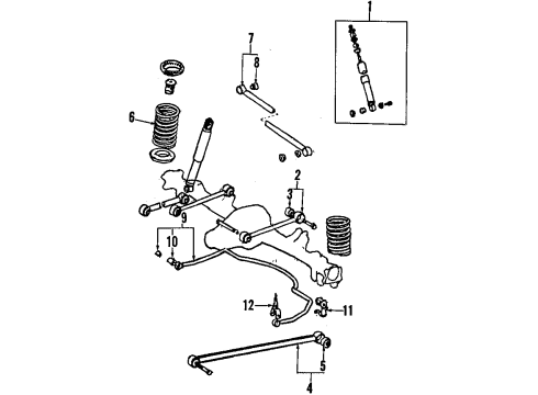 1985 Toyota Cressida Rear Axle, Stabilizer Bar ABSORBER, Shock, Rear Diagram for 48531-80189