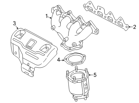 2002 Kia Spectra Exhaust Manifold Exhaust Manifold Catalytic Assembly Diagram for 285102Y000