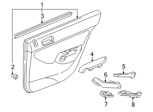 2005 Honda Civic Front Door Armrest Assembly, Right Rear Door (Gray) Diagram for 83705-S5B-J01ZB