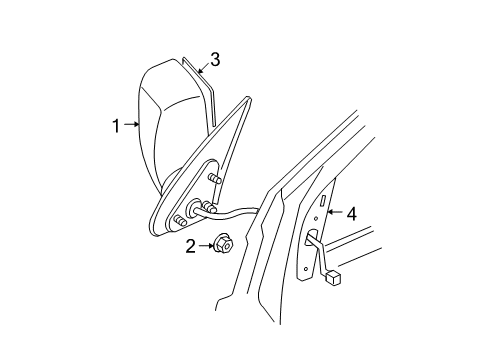 2007 Chrysler Aspen Outside Mirrors Outside Rear View Mirror Diagram for 55078075AK
