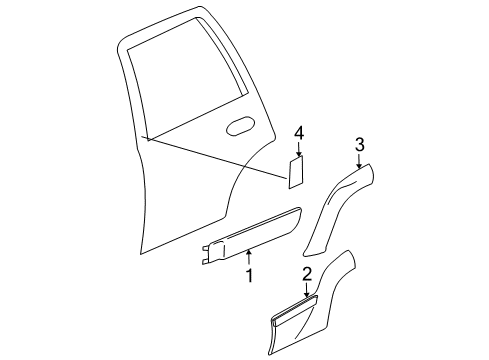 2004 Chevrolet Trailblazer EXT Exterior Trim - Rear Door Plate, Body Side Name Diagram for 15071712