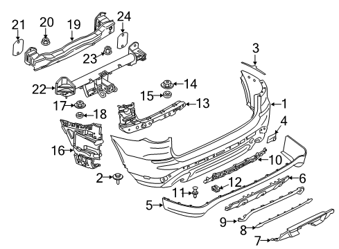2019 BMW X3 Rear Bumper Reinforcement, Bumper, Rear Bottom Diagram for 51117458879