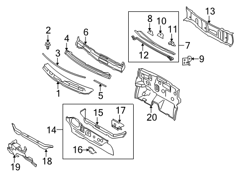 2010 Nissan Cube Cowl INSULATOR Dash Center Diagram for 67900-1FC0A