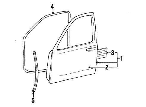1999 Lincoln Town Car Front Door Weatherstrip Diagram for 1W1Z-5420709-AAC