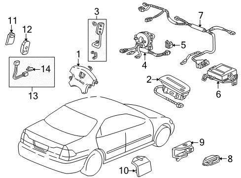 2000 Honda Accord Air Bag Components Module Kit, Driver Side Side Airbag Diagram for 06788-S84-A81
