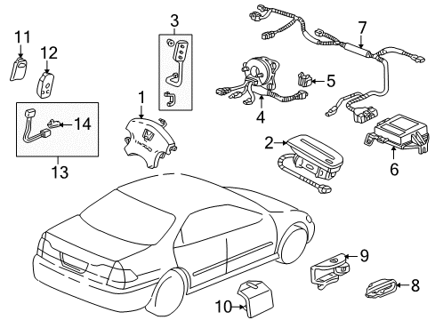 2000 Honda Accord Air Bag Components OPDS Unit Diagram for 81334-S80-A63