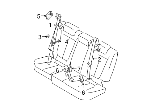 2009 Hyundai Santa Fe Seat Belt Buckle Assembly-Rear Seat Belt, Center Diagram for 89830-0W010-J4