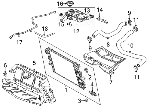 2018 Chevrolet Corvette Radiator & Components Air Baffle Diagram for 23307148