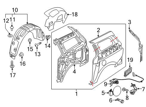 2020 Kia Sedona Side Panel & Components Opener Assembly-Fuel Filler Diagram for 81590A9510