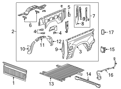 2019 Chevrolet Silverado 1500 Pick Up Box Components Front Panel Diagram for 84401482