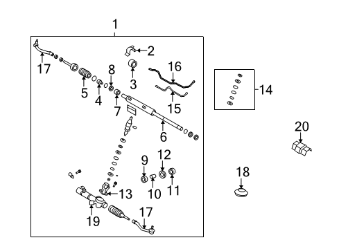 2009 Hyundai Sonata Steering Column & Wheel, Steering Gear & Linkage Bellows-Steering Gear Box Diagram for 577403K000