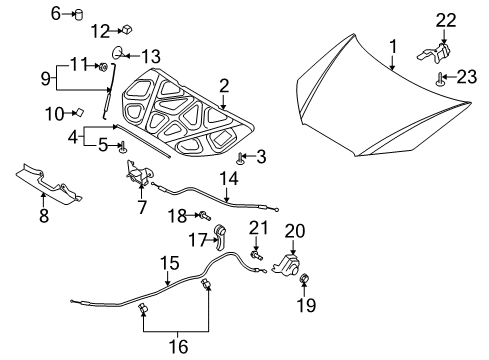 2010 Hyundai Elantra Hood & Components Cable Assembly-Hood Latch Release Diagram for 81190-2L100