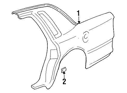 1994 Lincoln Town Car Quarter Panel & Components, Exterior Trim Body Side Molding Diagram for F7VZ5429076PTM