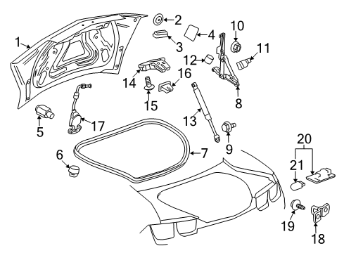 2014 Chevrolet Camaro Trunk Support Cylinder Diagram for 23133245