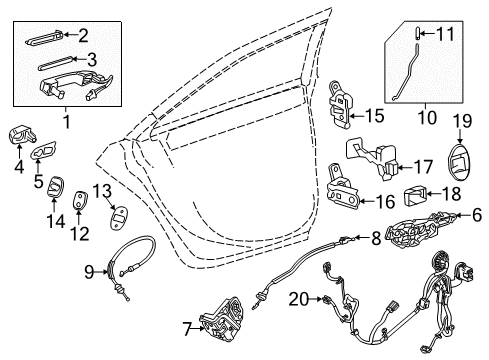 2014 Cadillac CTS Rear Door Upper Hinge Diagram for 13581567