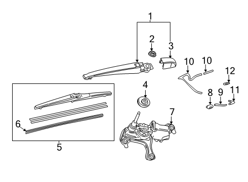 2019 Lexus UX250h Wiper & Washer Components Grommet, Rear Wiper Motor Diagram for 85143-28070