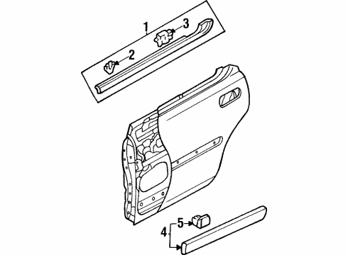 1998 Acura TL Exterior Trim - Rear Door Molding Assembly, Right Rear Door Diagram for 72910-SW5-013